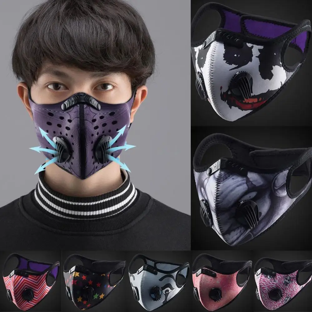 

Black Unisex Mouth Mask Filter PM2.5 Air Pollution Mouth Face Sponge Masks Washable Reusable with Breathable Valve Mask #Y5