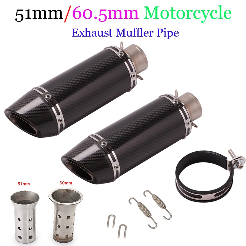 

11.22inch Short Real Carbon Fiber Titanium Alloy Silencer System Motorcycle Tial Exhaust Muffler Pipe For 51mm 60.5mm Universal