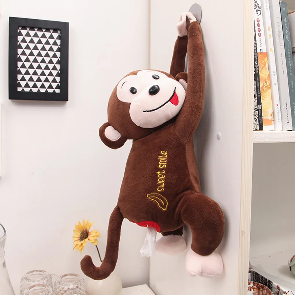 Мультяшная коробка для салфеток с изображением животных обезьяны автомобильная