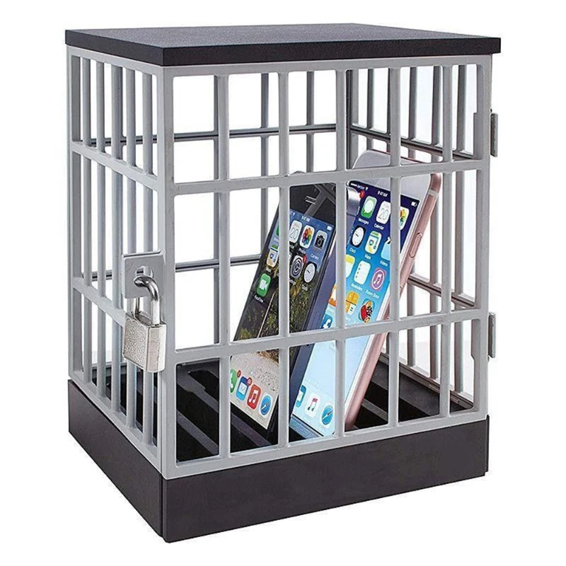 

Mobile Phone Jail Cell Prison Lock Up Safe Smartphone Phone Jail Prison Stand Holder Store 6 Phone Storage Locking Cage Case