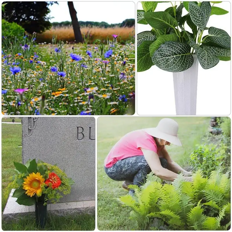 

4Pcs Grave Cone Vases Cemetery Cone Vases Fresh Artificial Flowers Holder