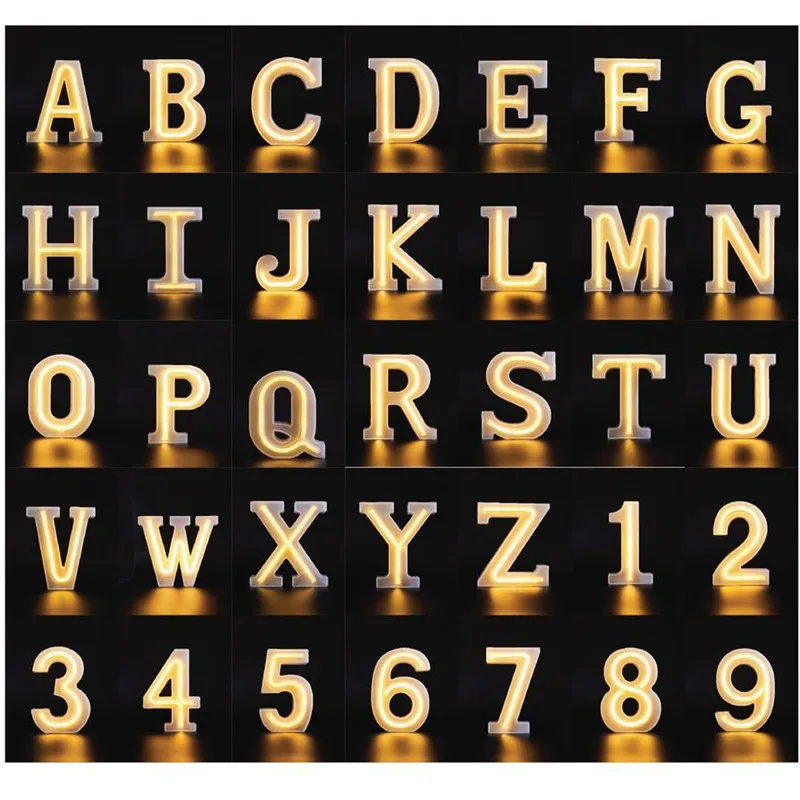 16CM Height 3D White Letters Wedding Decoration Ornaments 0-9 Numbers LED Light Indoor Wall Hanging Birthday Party Xmas Decor