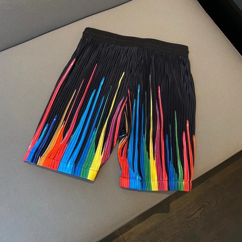 Designer Mens Summer Colorful Rainbow Printed Brand Elastic Waist Loose Fit Jogger Fitness Short Sweatpants Beach Shorts