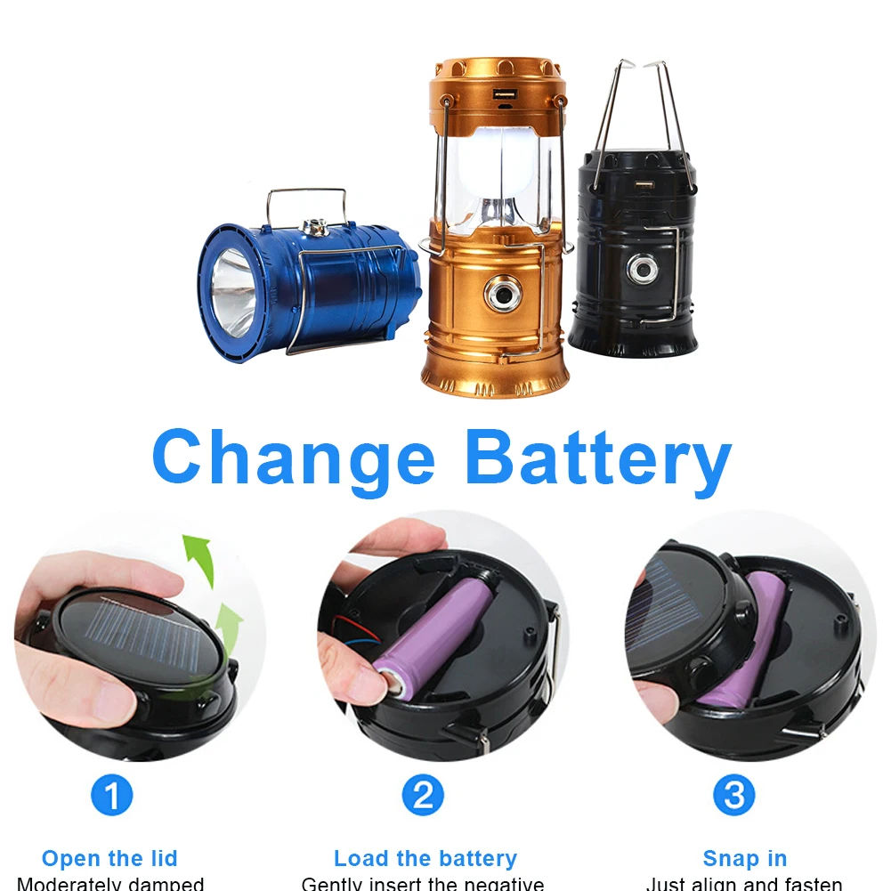 

Multifunctional Camping Light USB Rechargeable LED Bulb Lamp Solar Charge Portable Emergency Night Market Light Outdoor Camping