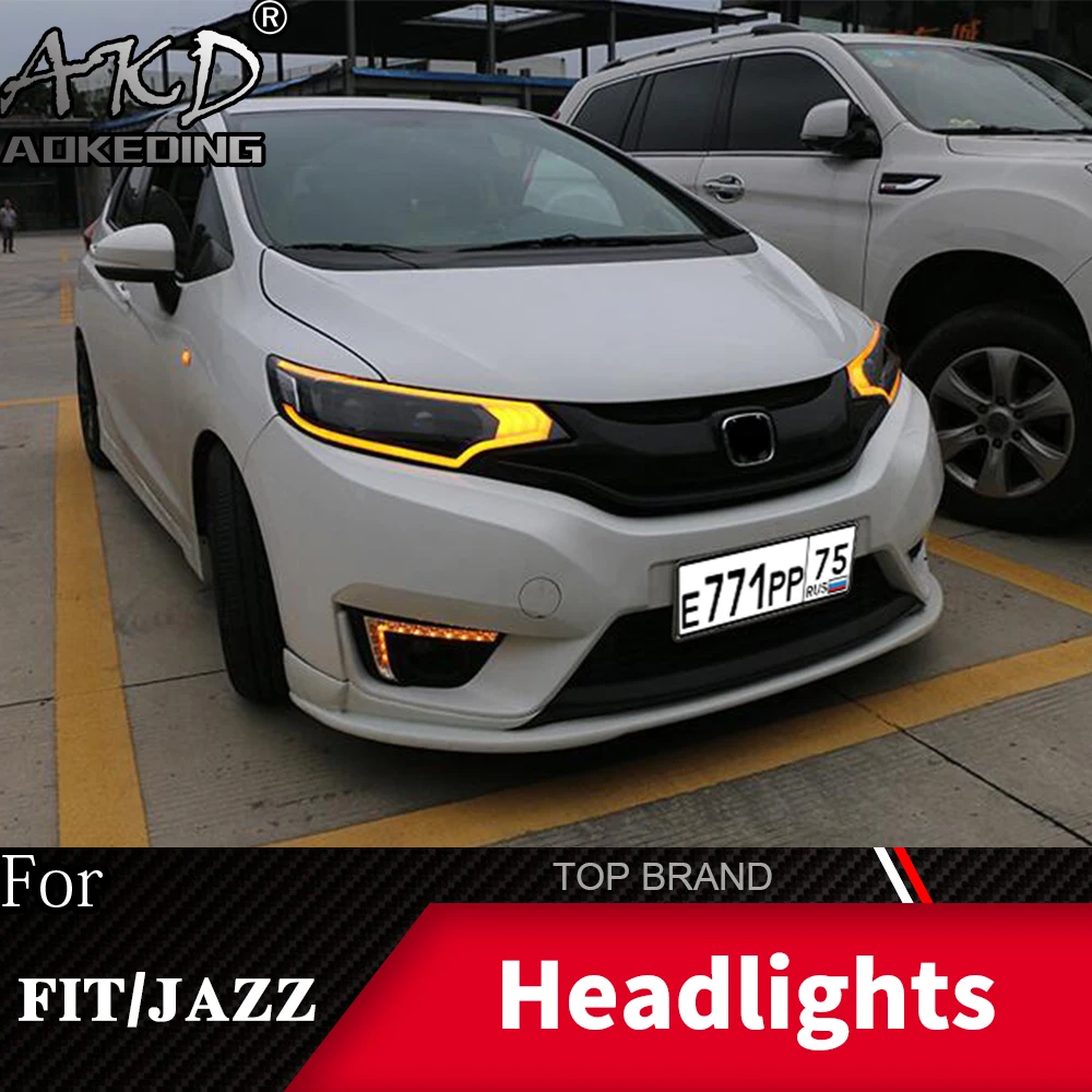 Головной фонарь для Honda FIT JAZZ GK5- фары Противотуманные фары Дневные ходовые огни DRL H7 светодиодный Биксеноновая лампа автомобильные аксессуары