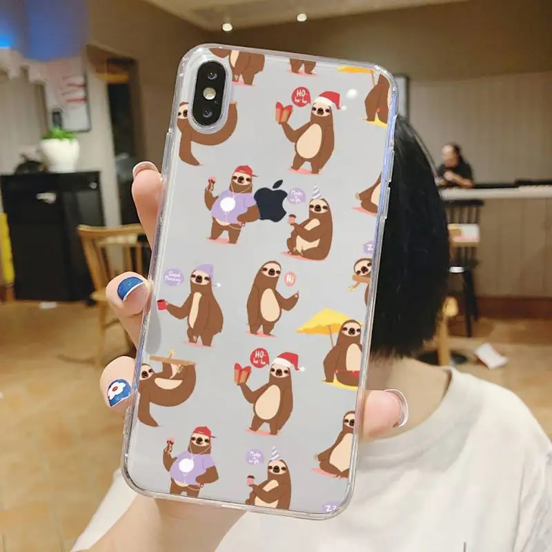 

Cute animal yoga sloth animal Phone Case Transparent for iPhone 6 7 8 11 12 s mini pro X XS XR MAX Plus high quality