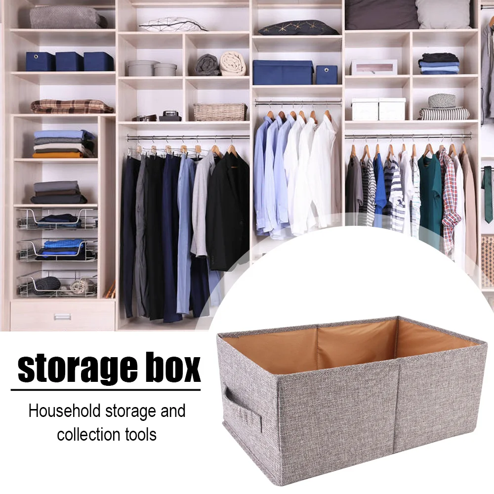 

Foldable Storage Box without Lid Non Woven Clothes Towels Blankets Toys Books Storage Box for Bedroom Wardrobe Closets