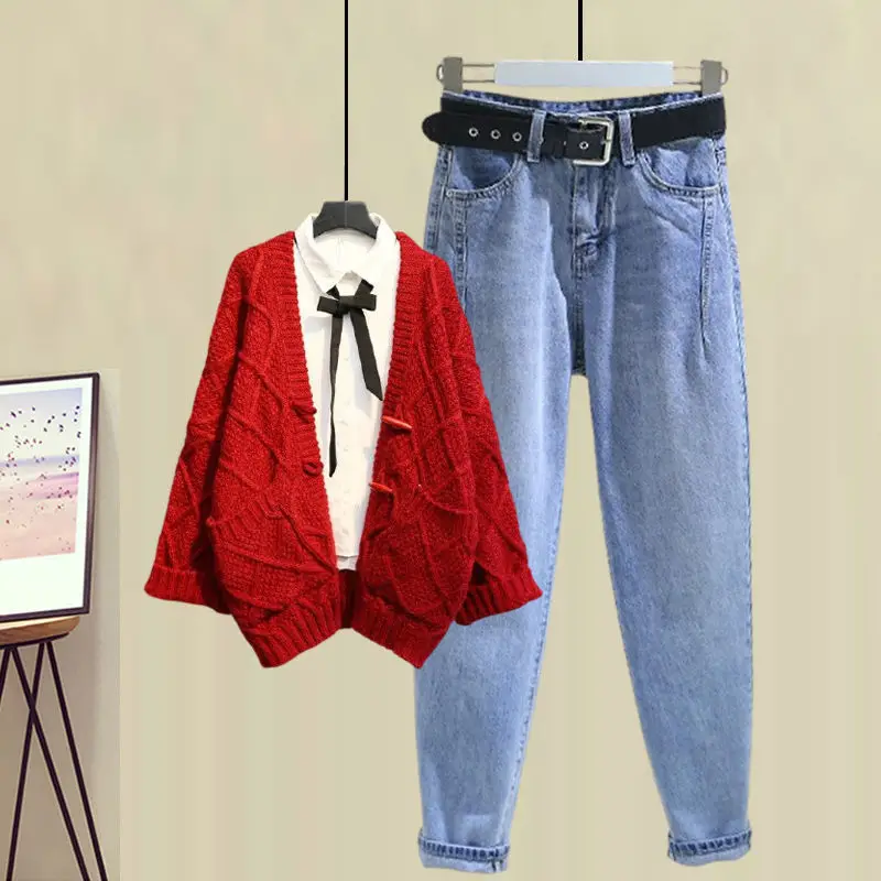 Женские осенние модные костюмы 2021 женский свободный вязаный кардиган пальто