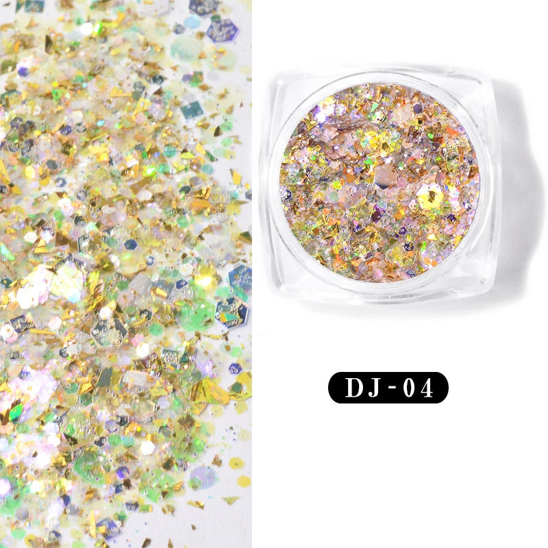 12 смешанных цветов Лоскутная блестящая для ногтей Блестки Дизайн дизайна DIY