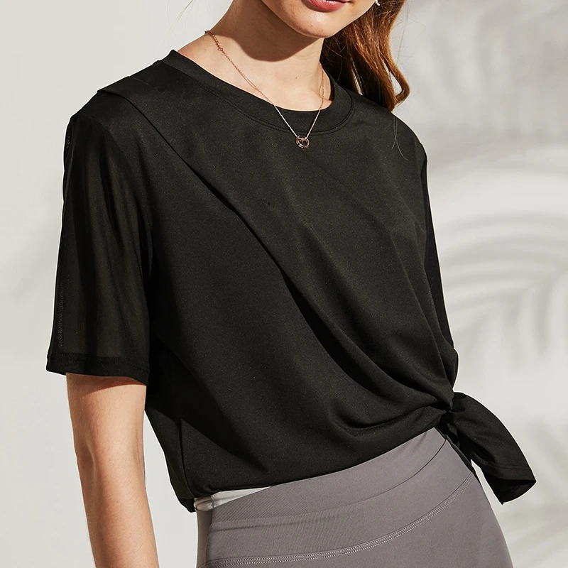 Loose Sport Shirt Fitness Seamless Crop Top Yoga Tank Workout Tops Sports Bra For Women Gym Running T shirt Activewear Shirts | Спорт и