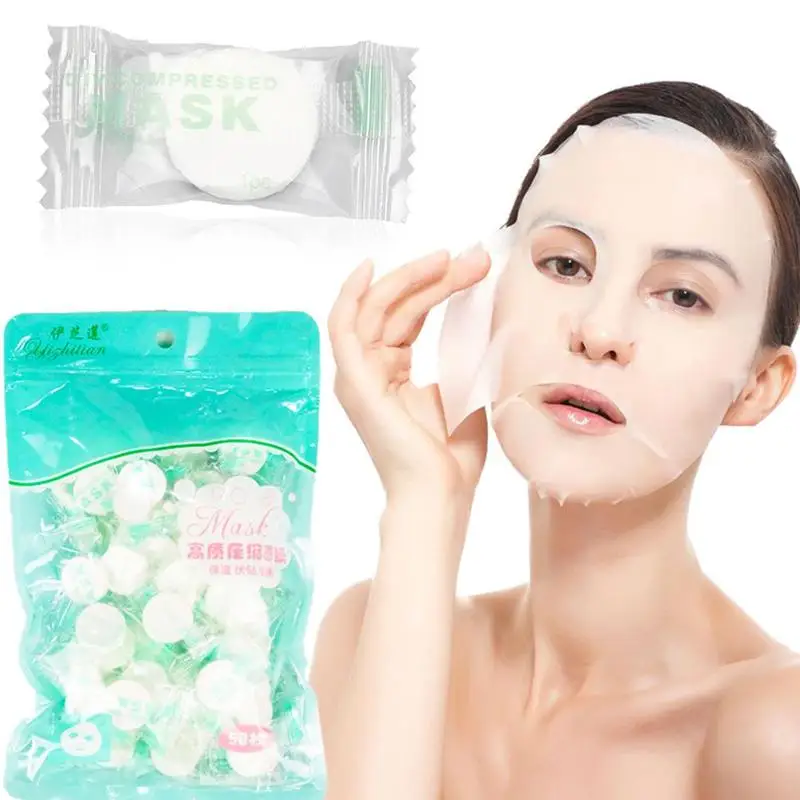 50 шт./пакет одноразовая прессованная маска для лица хлопковые нетканые листы