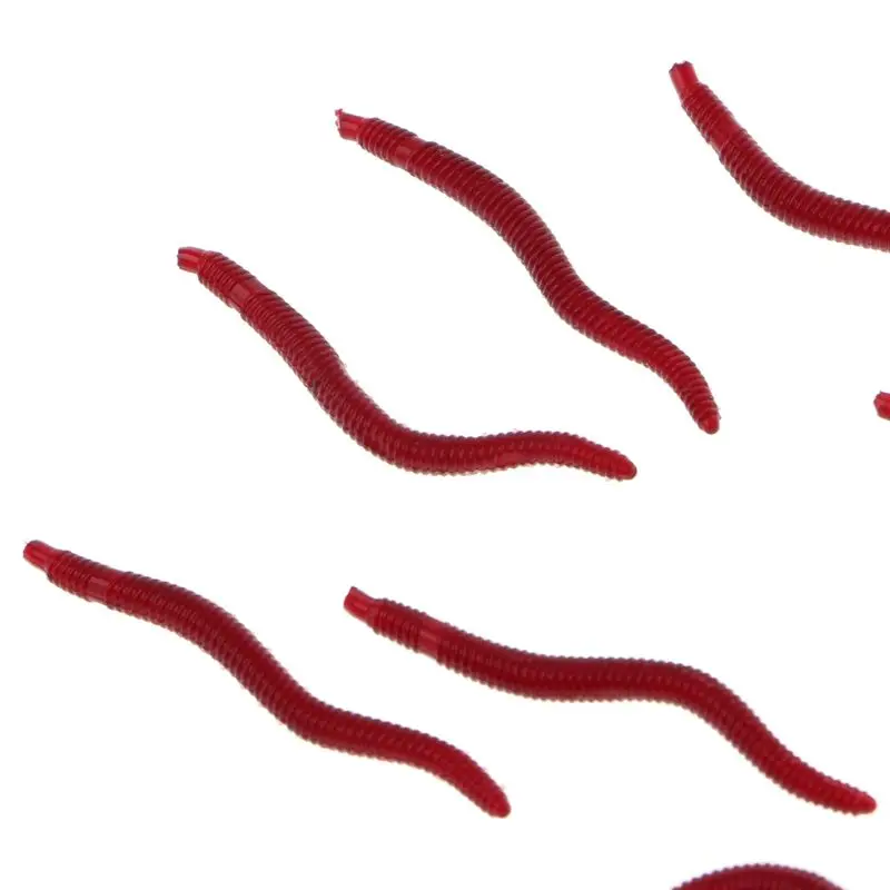 

10Pcs Soft Red Worm EarthWorm Fishing Lure Tackle Baits Bass Trout Bream 4.2cm D0AE