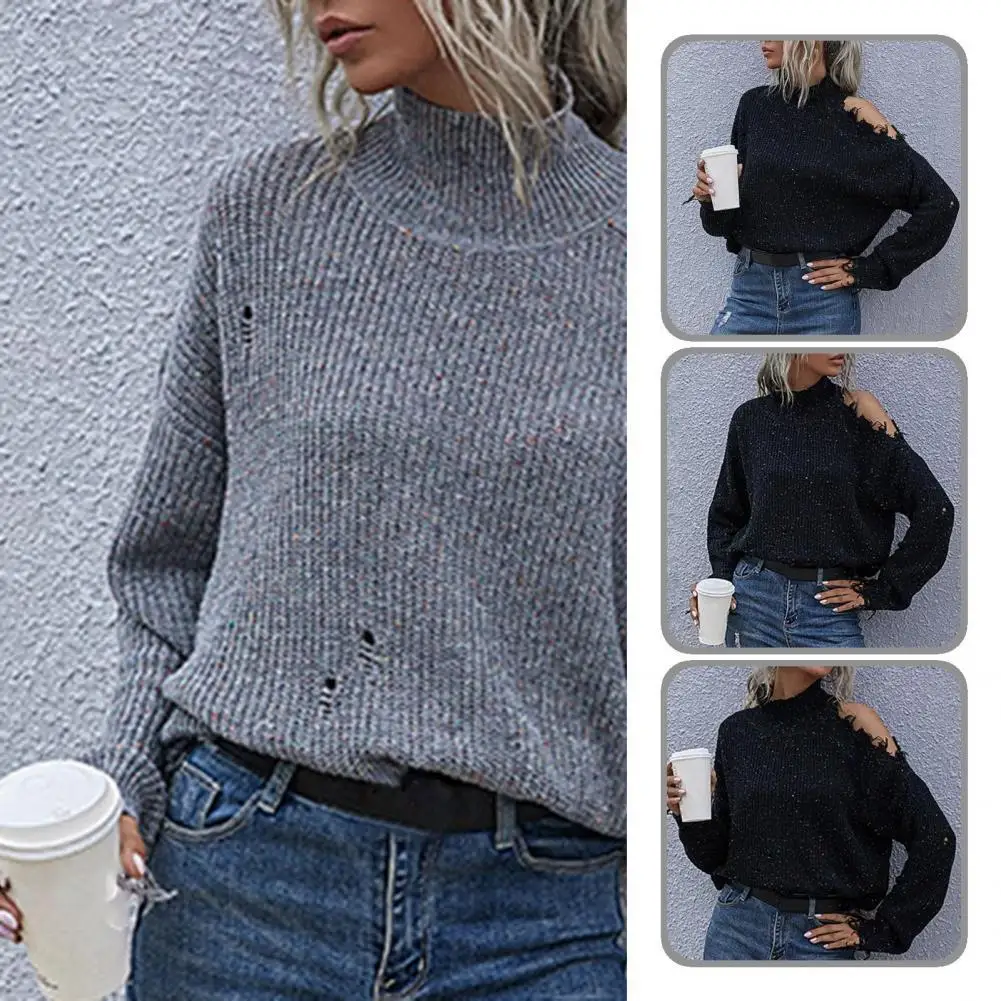

Streetwear Casual High Collar Batwing Sleeve Knitted Top Women Knitted Blouse Batwing Sleeve for Going Out