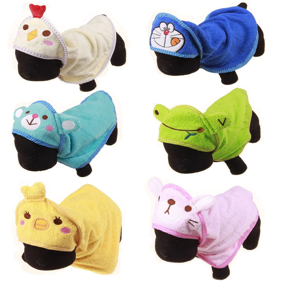 

New cartoon pure cotton bath towel cute small animal water bath robe pet dog towel 6 styles and 3 specifications