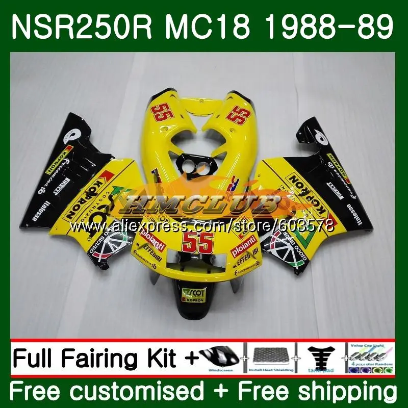 

Kit For HONDA NSR 250 R MC18 PGM2 NSR 250R NS250 NSR250R 1988 1989 100CL.11 MC16 NSR250 R RR NSR250RR 88 89 Fairing Light yellow