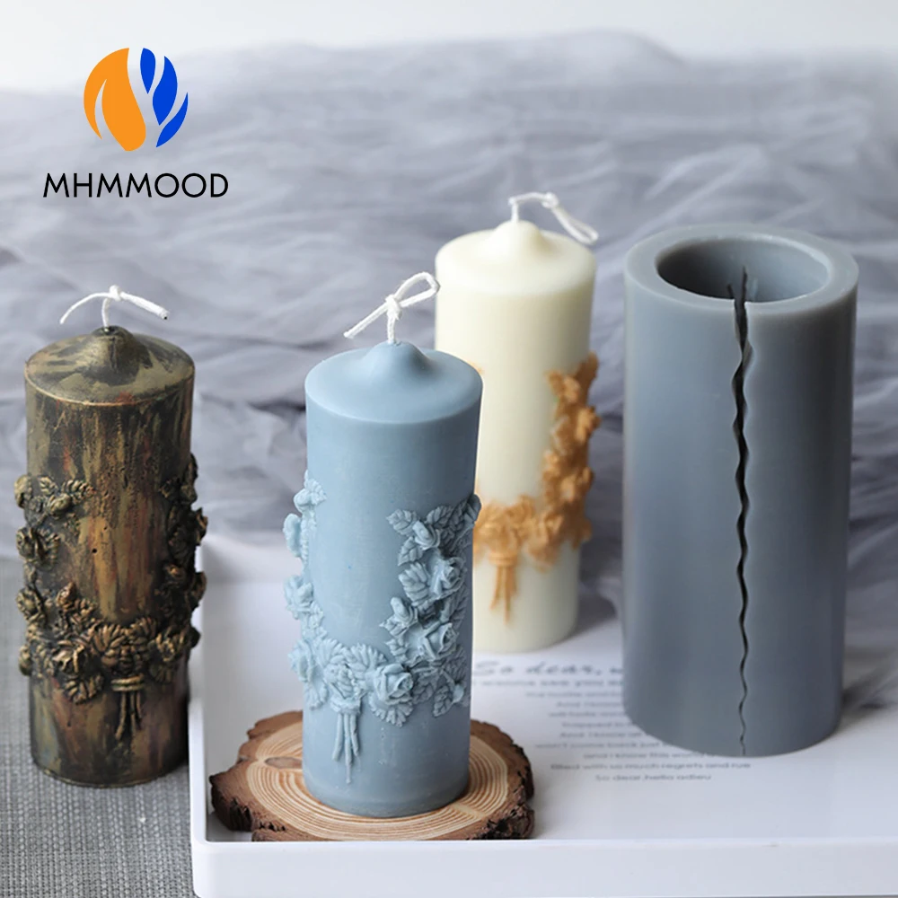 Резная цилиндрическая форма силиконовая свеча муфта Ароматизированная ручной