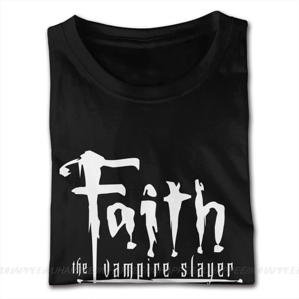 Мужская футболка с круглым вырезом Cool Faith Buffy The Vampire Slayer черная хлопковая коротким