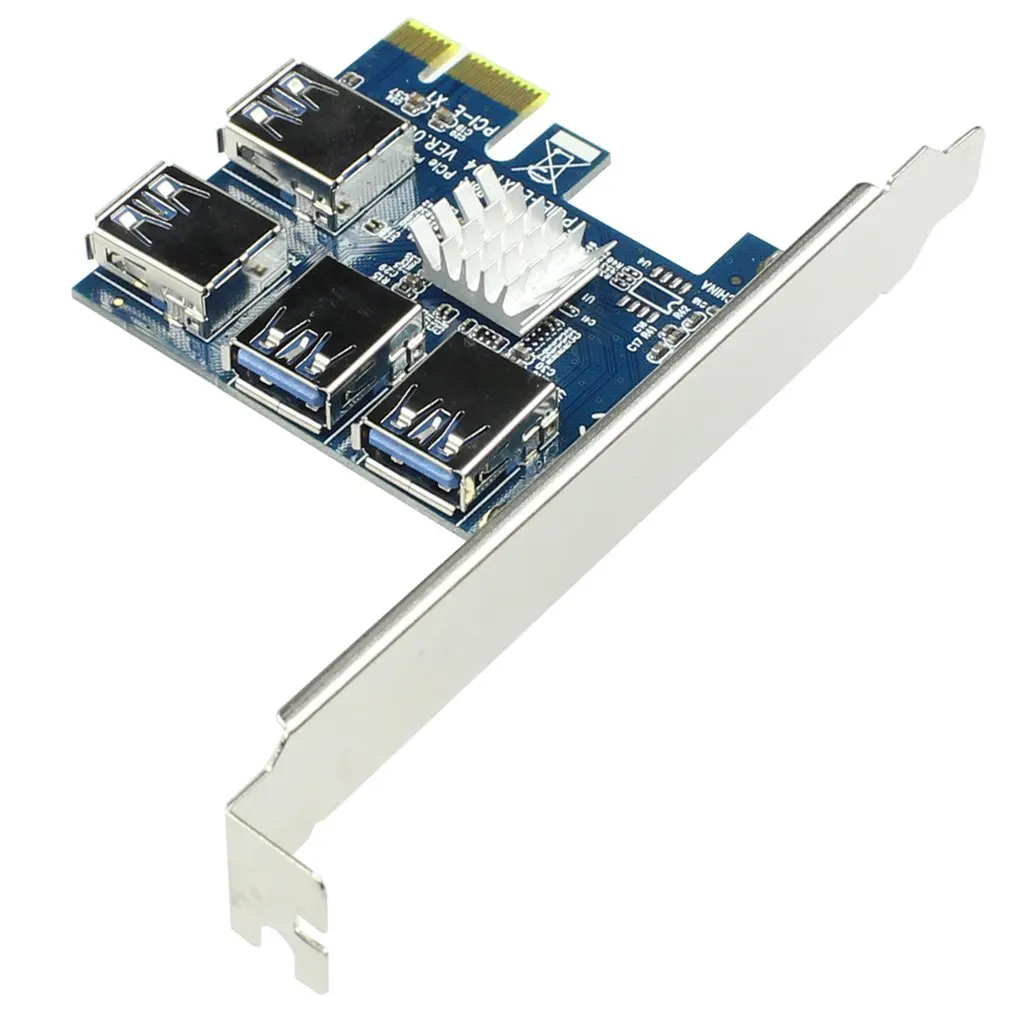 

PCI-E 1 To PCI-E Adapter Riser Card PCI-E 1X To External 4 PCI-E USB 3.0 Adapter Multiplier Card For BTC Miner