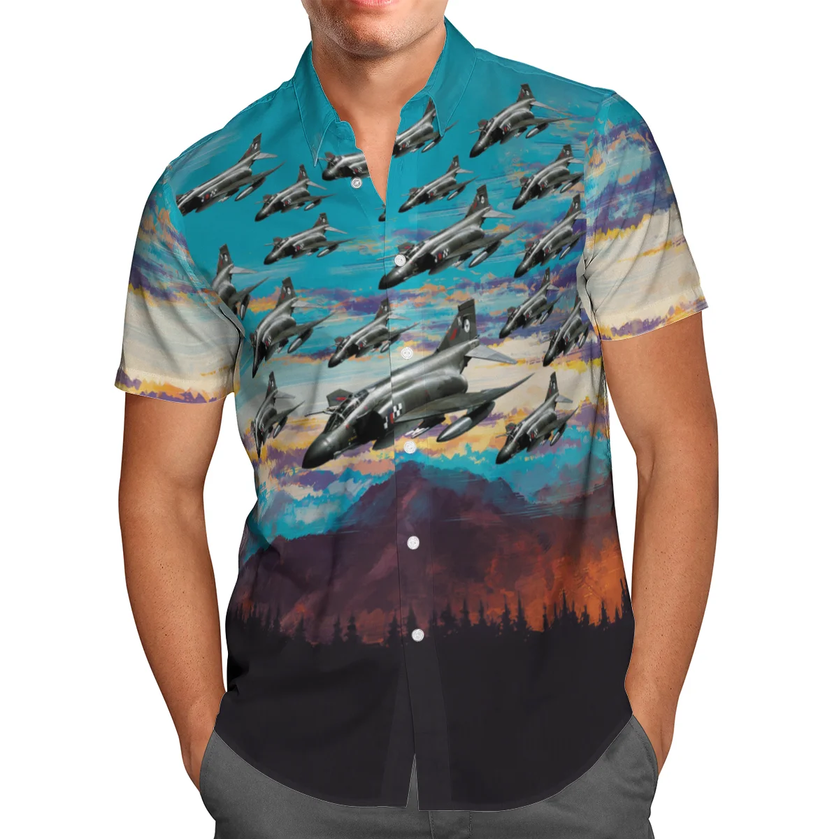 

2021 New 3D Printing Plane Anime Hawaii Shirts Men Summer Short-sleeved Beach Shirt Men Shirts Oversize Camisa Masculina 5XL-1