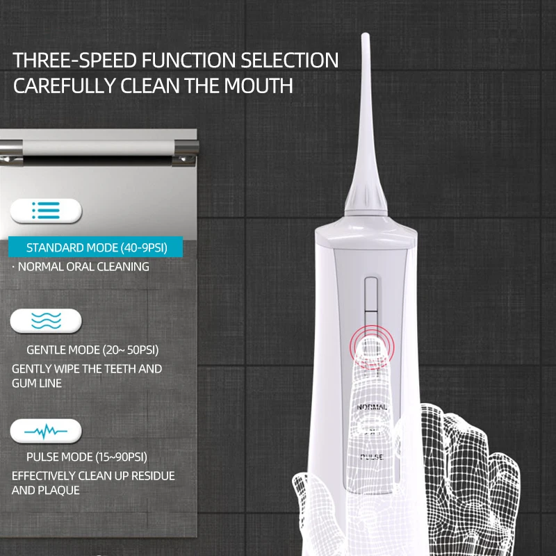 

Dental Oral Irrigator Water Flosser Toothpick Floss Cleaner USB Fast Rechargeable Waterproof New Portable 3 Mode Oral Irrigator