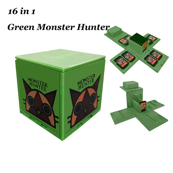 Green Monster Hunter Футляр для игровых карт премиум-класса с переключателем NAND, коробка для хранения с переключателем, складывающаяся коробка для карт NS, сохраняющая 12 карт - Цвет: Green Monster Hunter
