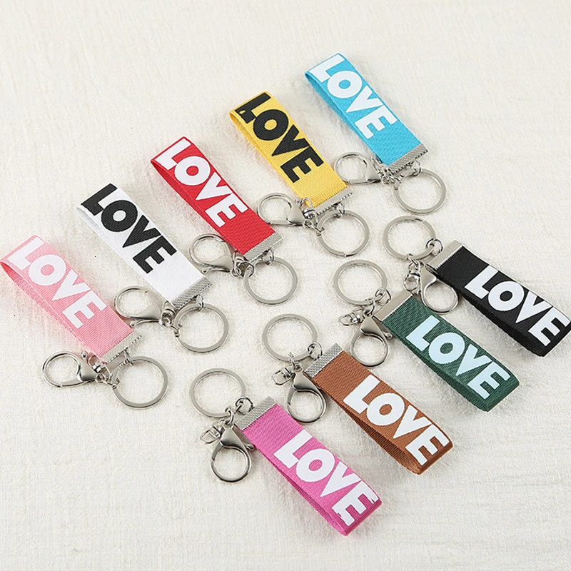 Мода и надписью LOVE для папы письмо нейлоновая лента брелки ключей женские