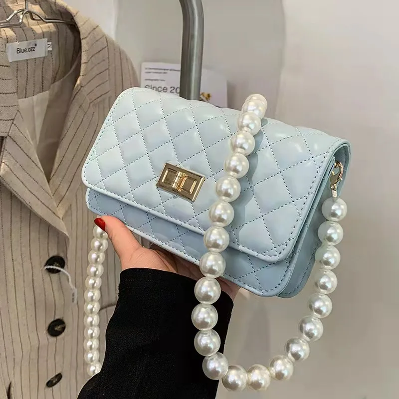 

Pearl chain bag female spring and summer new fashion high-end one-shoulder messenger bag western style small square bag