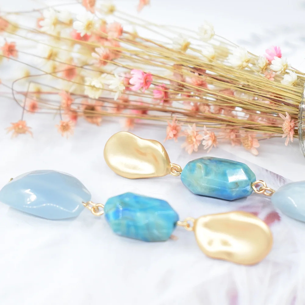 Женские винтажные серьги-подвески с синим стеклянным шариком оригинальный