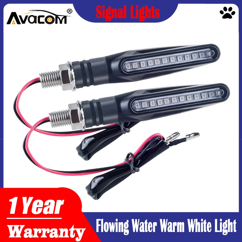 Avacom 2 шт. светодиодные мотоциклетные сигнальные огни течет вода теплый белый свет