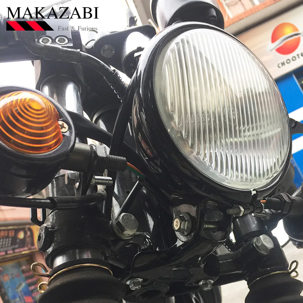 Фара мотоциклетная алюминиевая в стиле ретро 5 дюймов 12 В черная лампа с