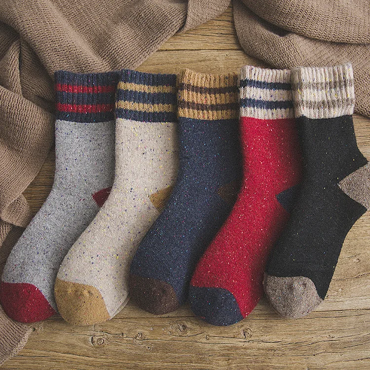 

Thick Terry Wool Socks Women for Autumn and Winter with Striped Dotted Yarn Warm Socks