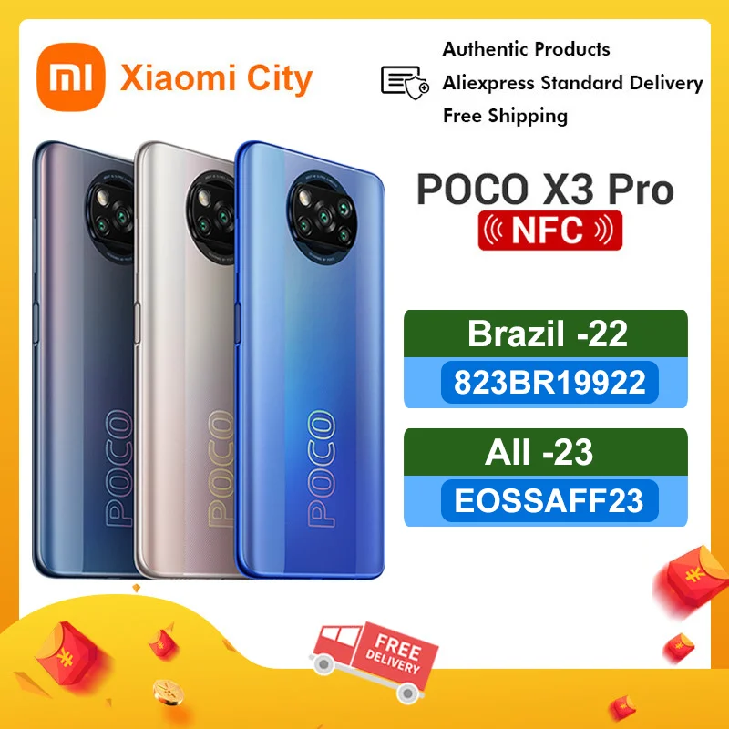 Оригинальный телефон Глобальная версия POCO X3 Pro 6 ГБ 128 ГБ/8 256 Snapdragon 860 FHD + 120 Гц DotDisplay