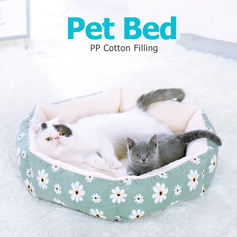 

Winter Warm Cat Mats Dog Kennel Printing Corduroy Fabric Comfortable Soft Dog Beds PP Cotton Filling Pet House Kitten Products