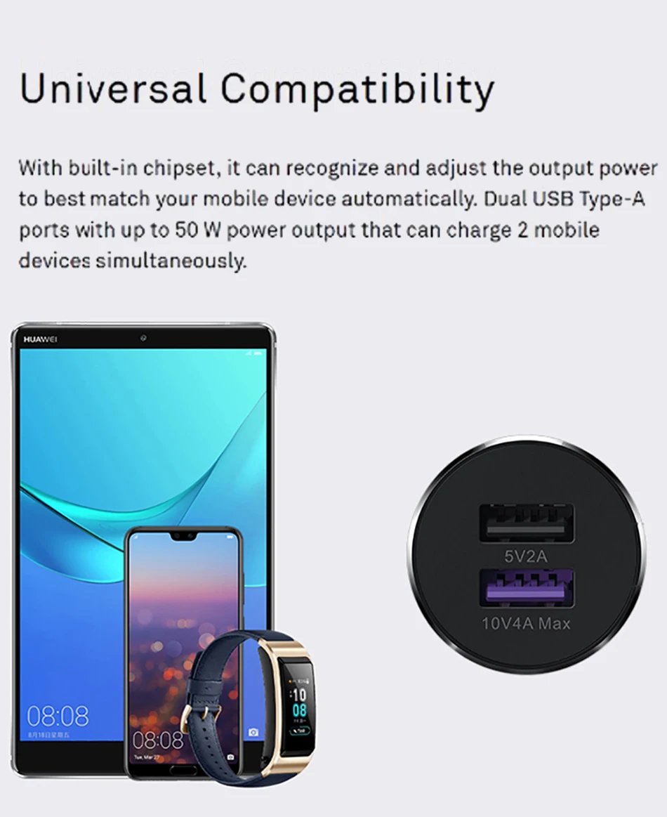 Автомобильное зарядное устройство HUAWEI 2 Supercharge CP37 быстрый адаптер 5A USB C кабель 40 Вт макс 10 в 4A двойной USB Honor 20 V10 P30 Pro P10 P20