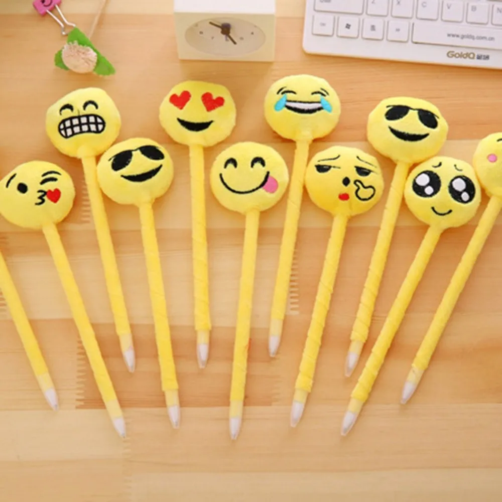 3 шт. забавная мультяшная Шариковая Ручка Новинка плюшевая игрушка со смайликом