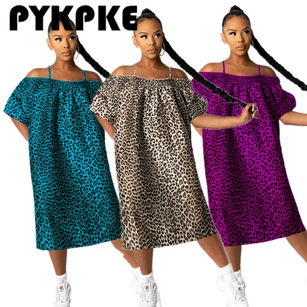 

Sexy Leopard Print Halter Dress Women Summer Casual Loose Dress