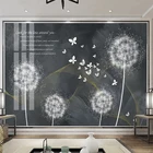Современные Простые обои с изображением одуванчика и цветов, 3D абстрактные линии, серый фон, настенные фрески для гостиной, ТВ, дивана, домашний декор, 3D наклейки
