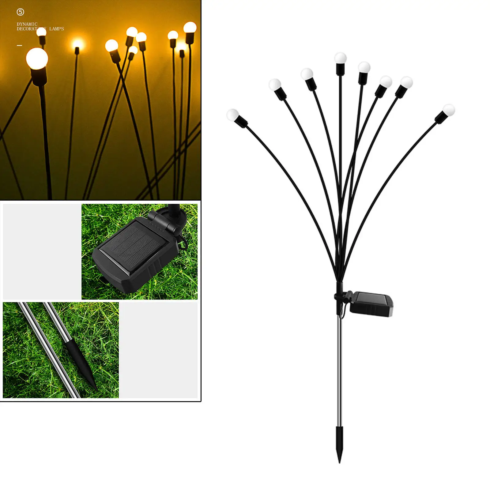 Solar Outdoor Stakes Light with 8 Pieces LED Bulbs -Shaped for Path