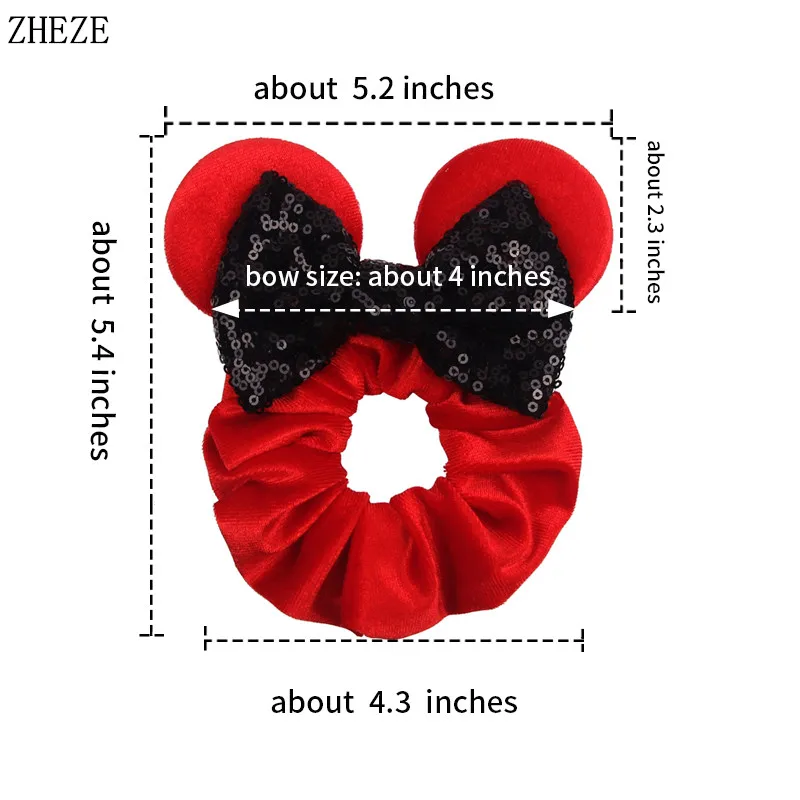 

Mouse Ears Velvet Scrunchie Women Winter Elastic Rubber Ties Girls Rope Ponytail Holder Classic Hairband Hair Accessories