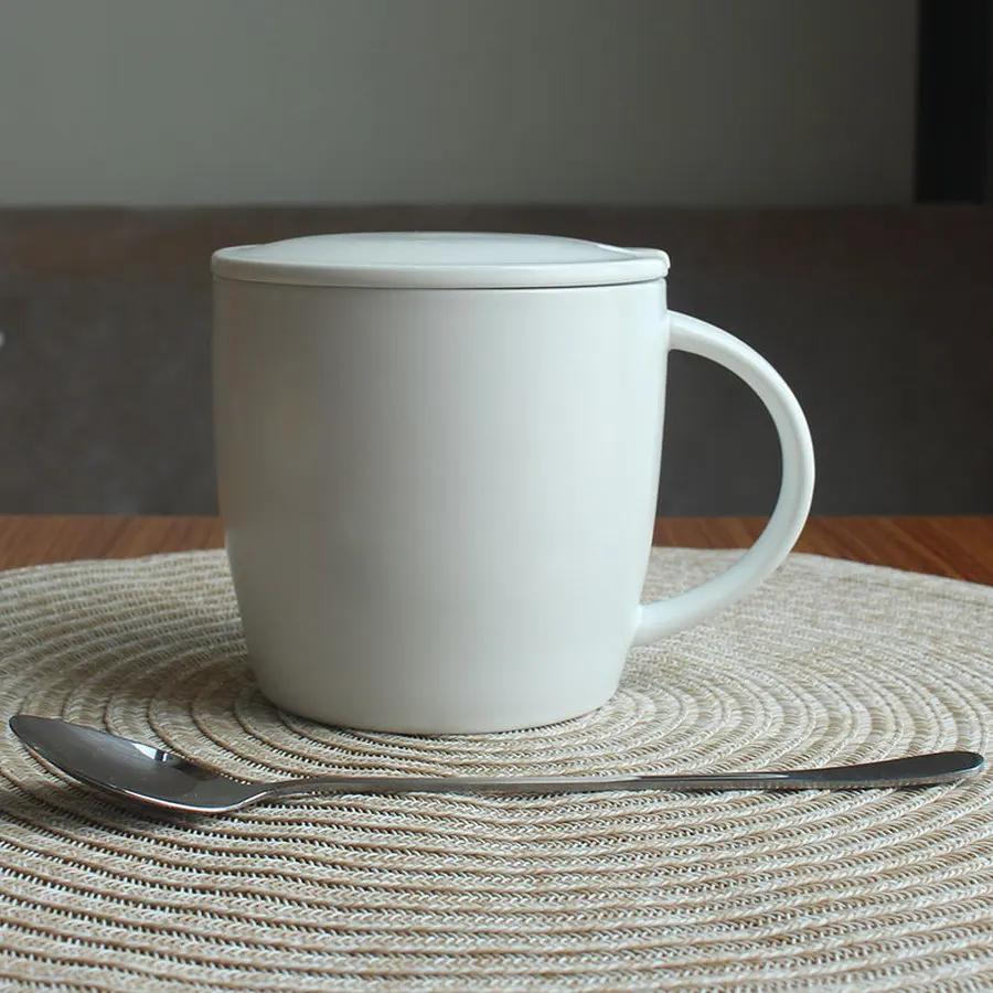 Керамическая кружка с покрытой ложкой для пар кофе чашка из молочной стали офис