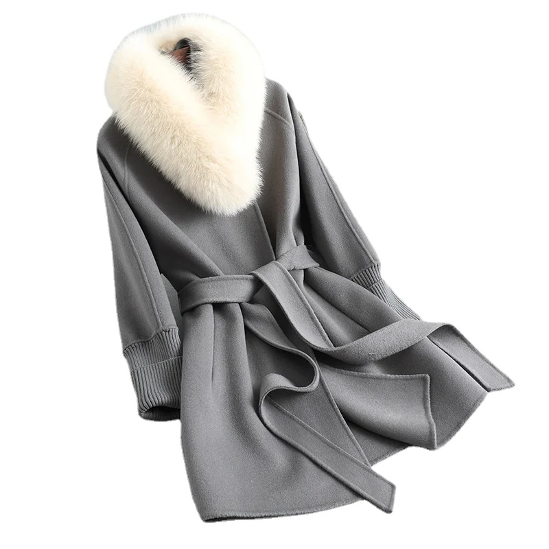 

PUDI Women Real Wool Fur Parka Trench Winter Female Warm Fox Collar Coat Jacket CT140