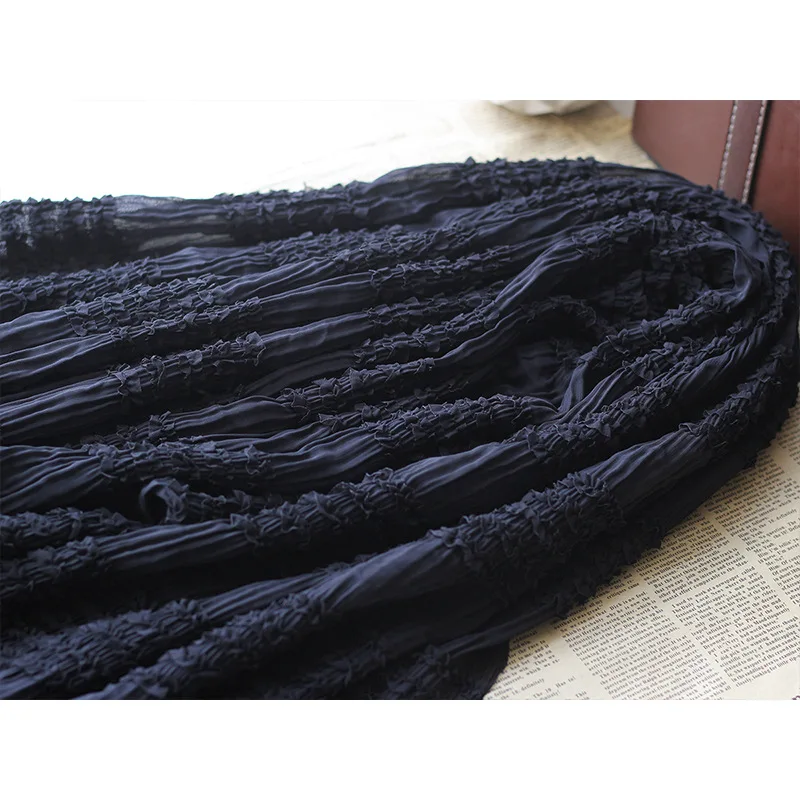 Мягкая растяжимая креп-шифоновая ткань полосатая мятая ткань для платья, свадьбы, занавески, черная, белая, розовая, синяя, по метру.