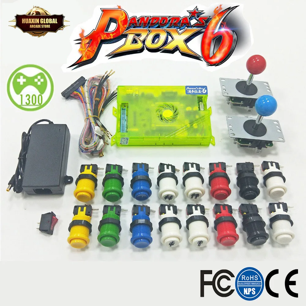 2 игрока DIY аркадный набор Pandora Box 6 1300 в 1 игровая доска и 5Pin джойстик Американский