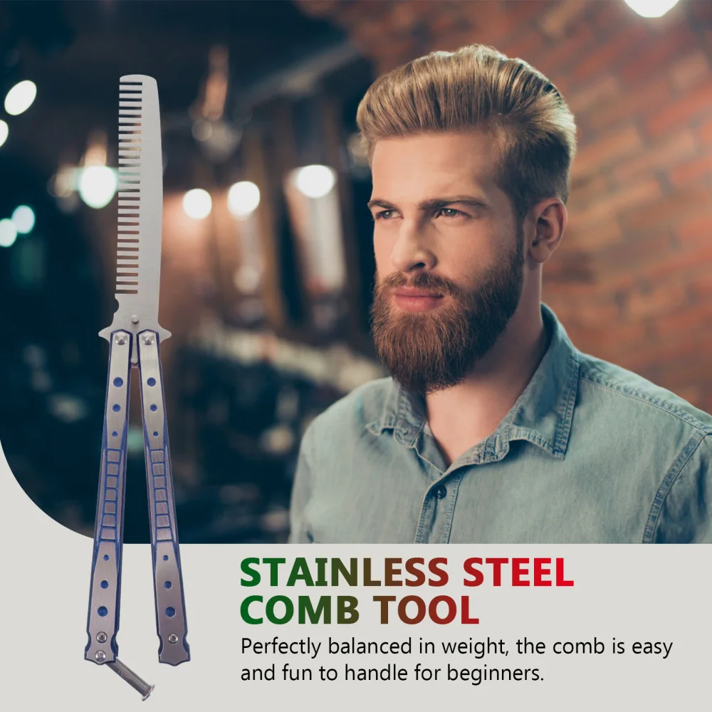 

1pc Stainless Steel Folded Shaped Comb Training Comb Beginners