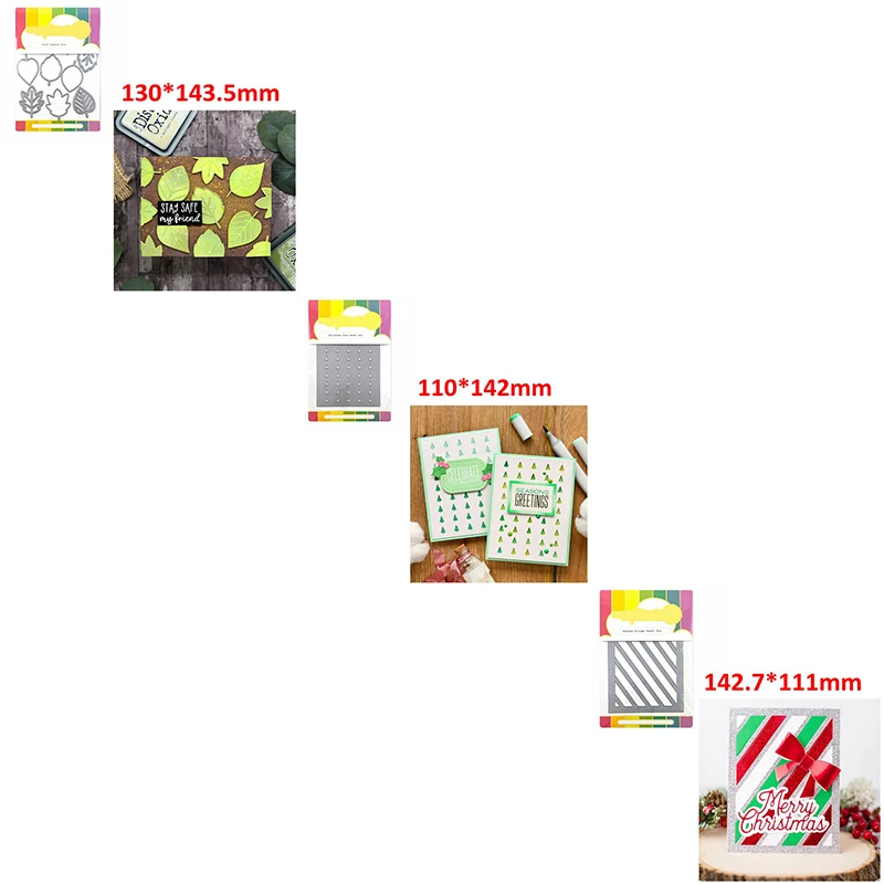 

Metal Cutting Dies Stencil Fall Leaves Christmas Trees Repetition Stripe Doodle Cover DIY Craft Embossing Making Template #9