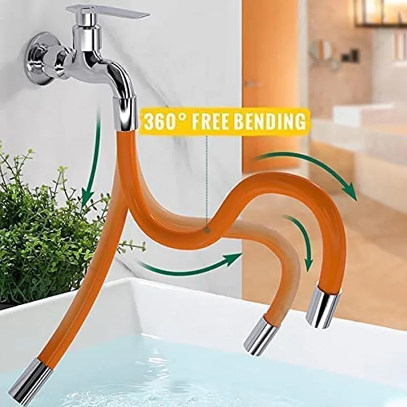 

360° Rotatable Foaming Extension Tube Multipurpose 1/2' Connnetor Aucet Extender for Bathroom Sink Universal Bending Faucet Pipe