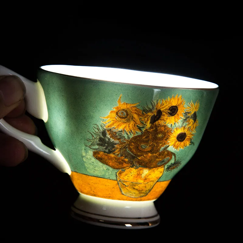 Ван Гог Картина Дизайн Керамическая 4 шт кофейная чашка и блюдце чайные чашки