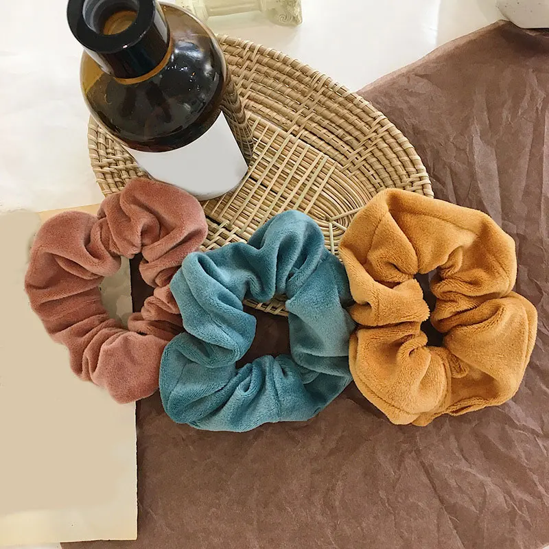 Однотонные плотные бархатные резинки для волос эластичные держатель конского