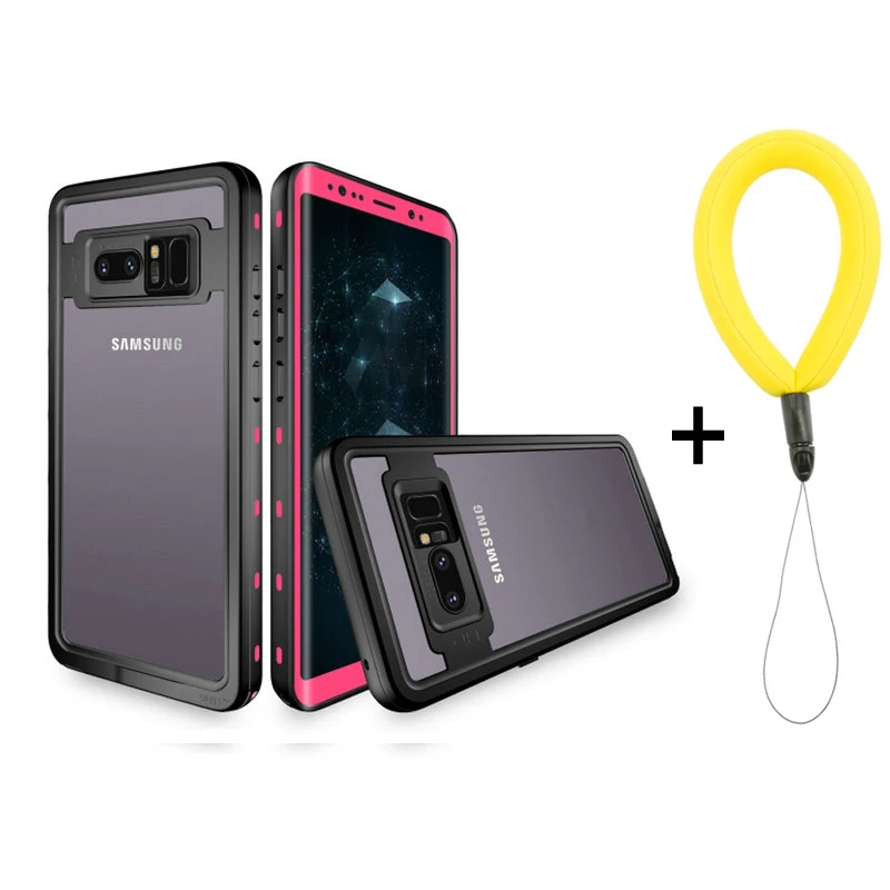 Чехол для samsung S10Plus чехол S10 5G Водонепроницаемый чехол 360 защиты IP68 Note9 samsung Galaxy Note 9 чехол для samsung S9 Etui S10e - Цвет: Rose red with strap