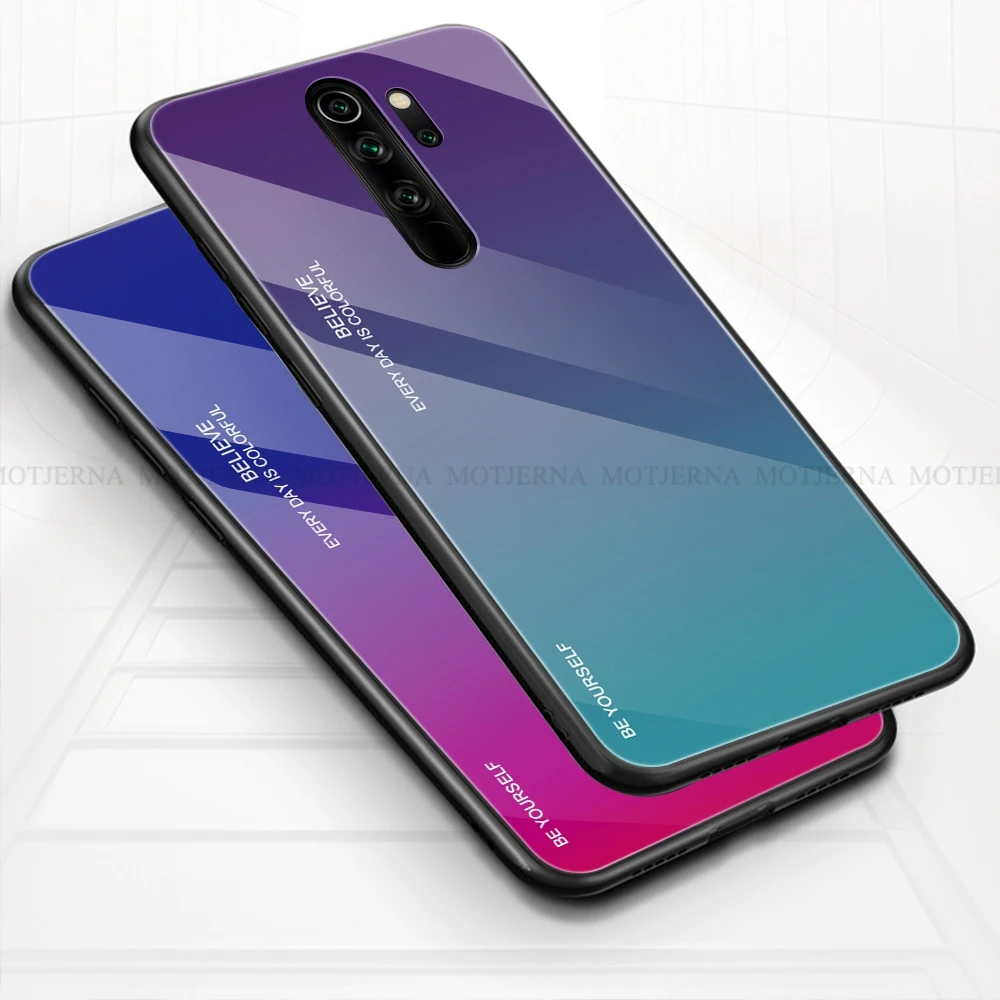 Градиентный чехол из закаленного стекла для Xiaomi Redmi Note 7 8 Pro 5Plus 6Pro 6A K20 стеклянный